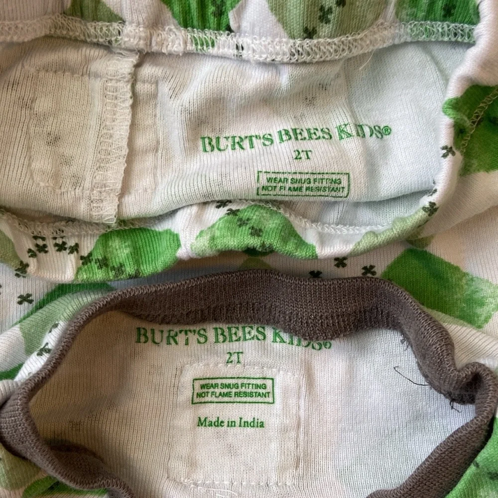 Burt’s Bees Kids matching set boys 2T green argyle preppy loungewear pajamas